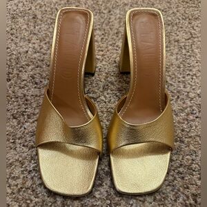 STAUD women's sloane heel in gold size 39.5